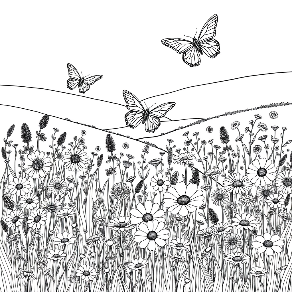 Wildflower Meadow With Butterflies