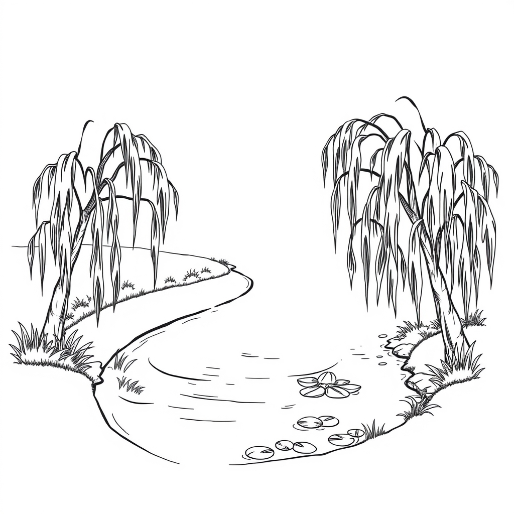 Winding River Through Willows